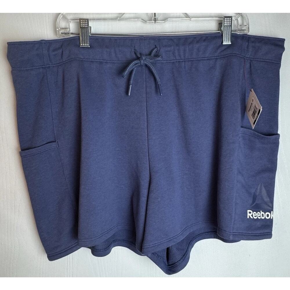 Reebok Women's Elastic Waist Short Blue Drawstring Pockets Plus Size 3XL NEW